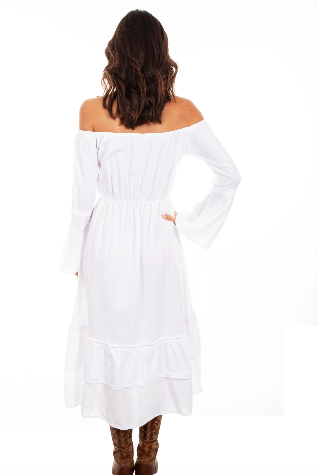 Long Cotton Bell Sleeve Dress