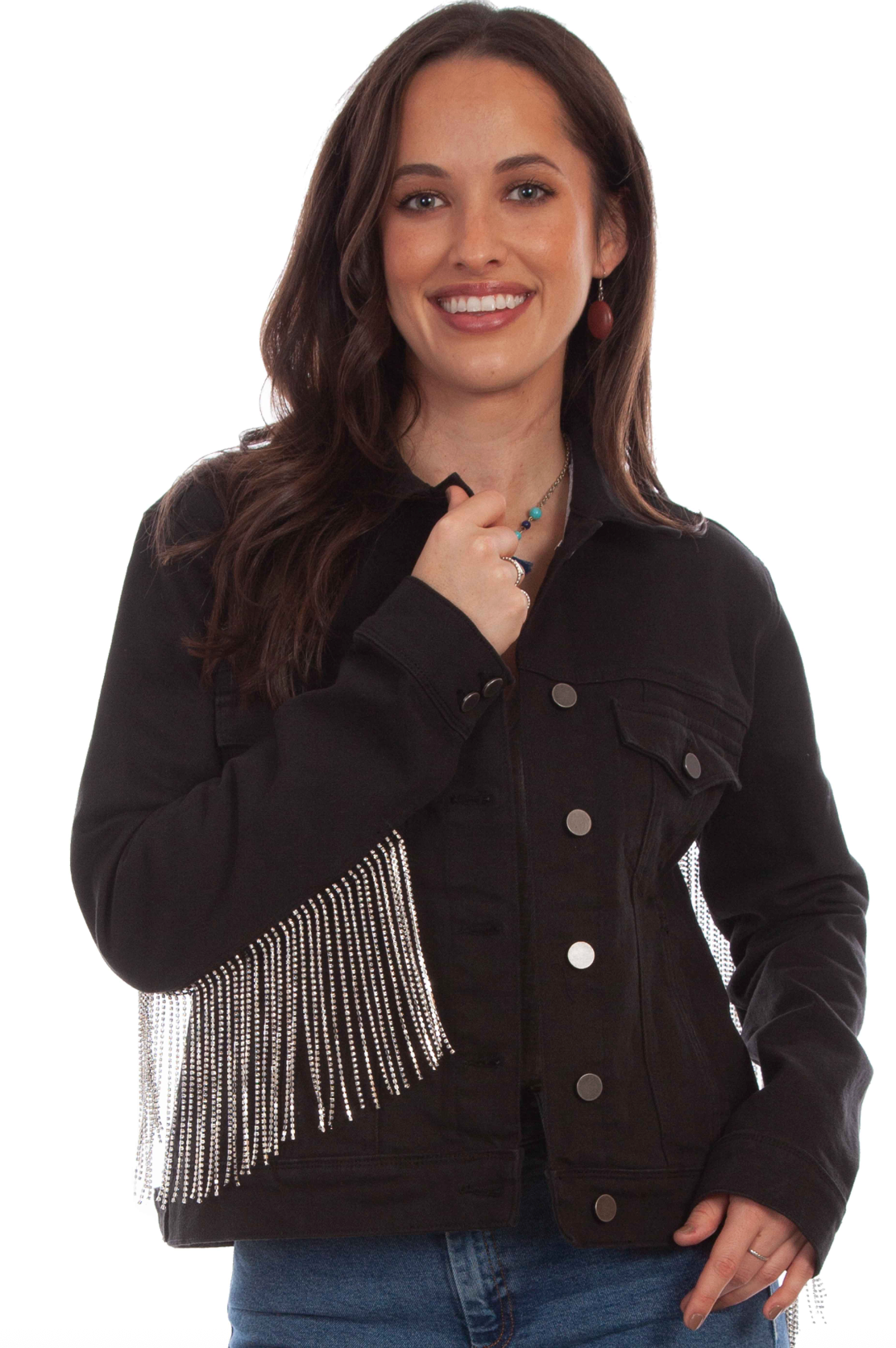 Rhinestone Tassel Jean Jacket