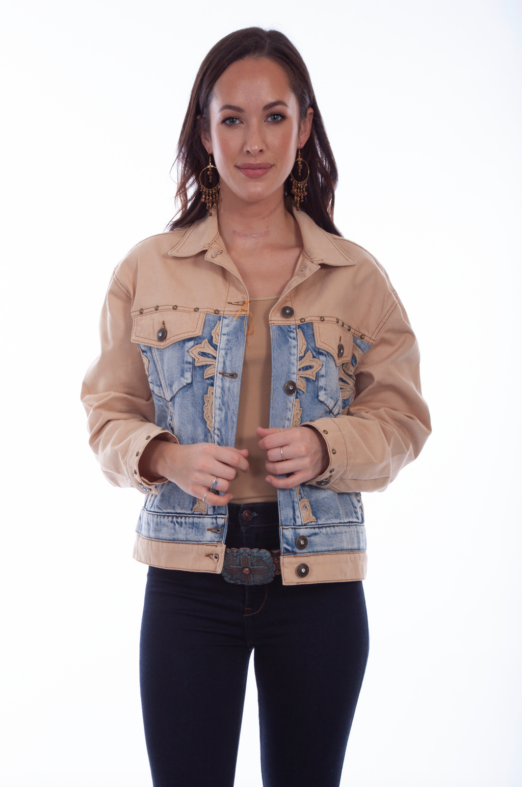 Two Tone Studded Jean Jacket