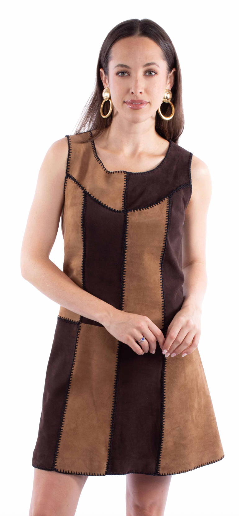 Two Tone Brown Leather Dress