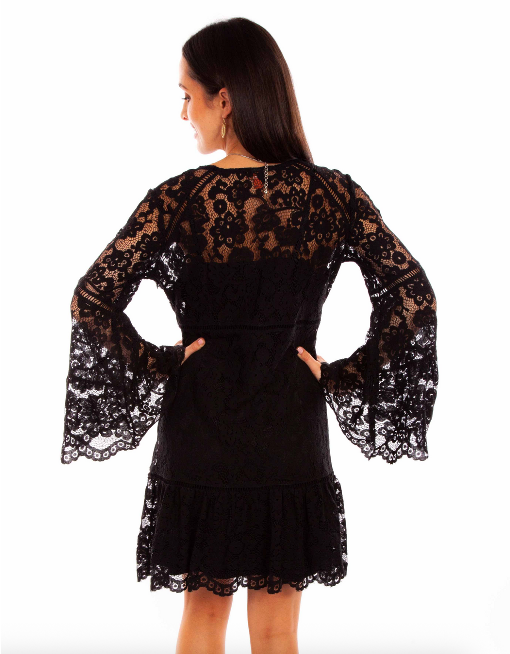 Lace Dress With Flared Sleeves