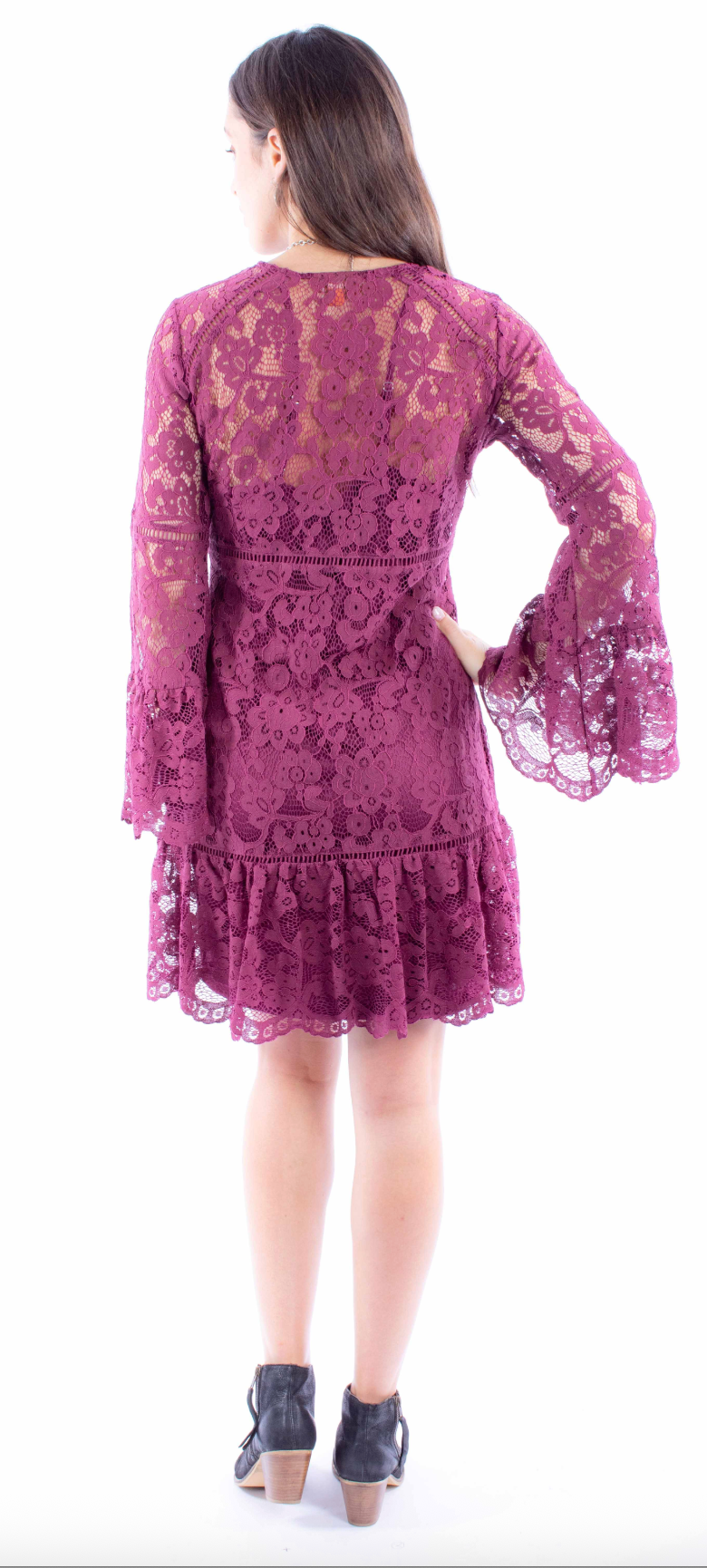 Lace Dress With Flared Sleeves
