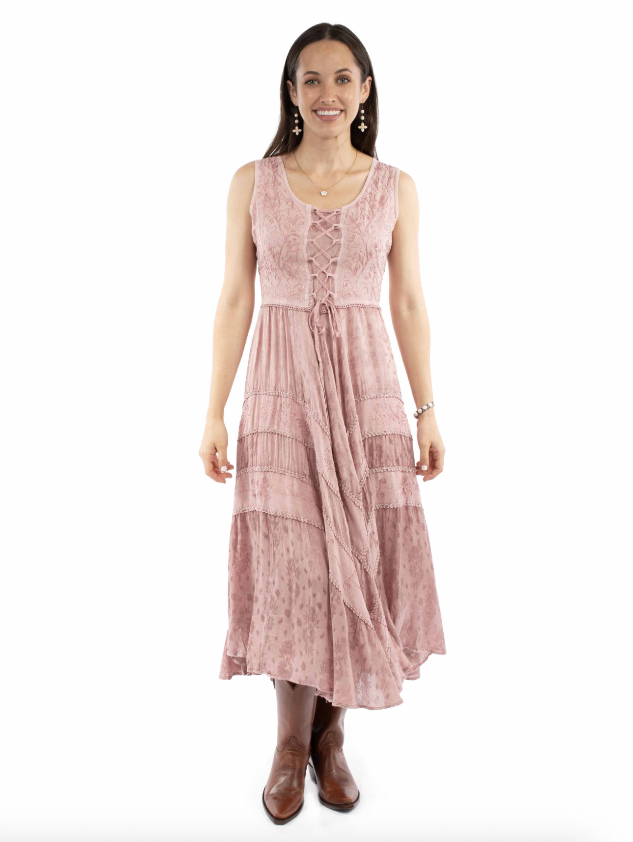 Lace-Up Sleeveless Dress