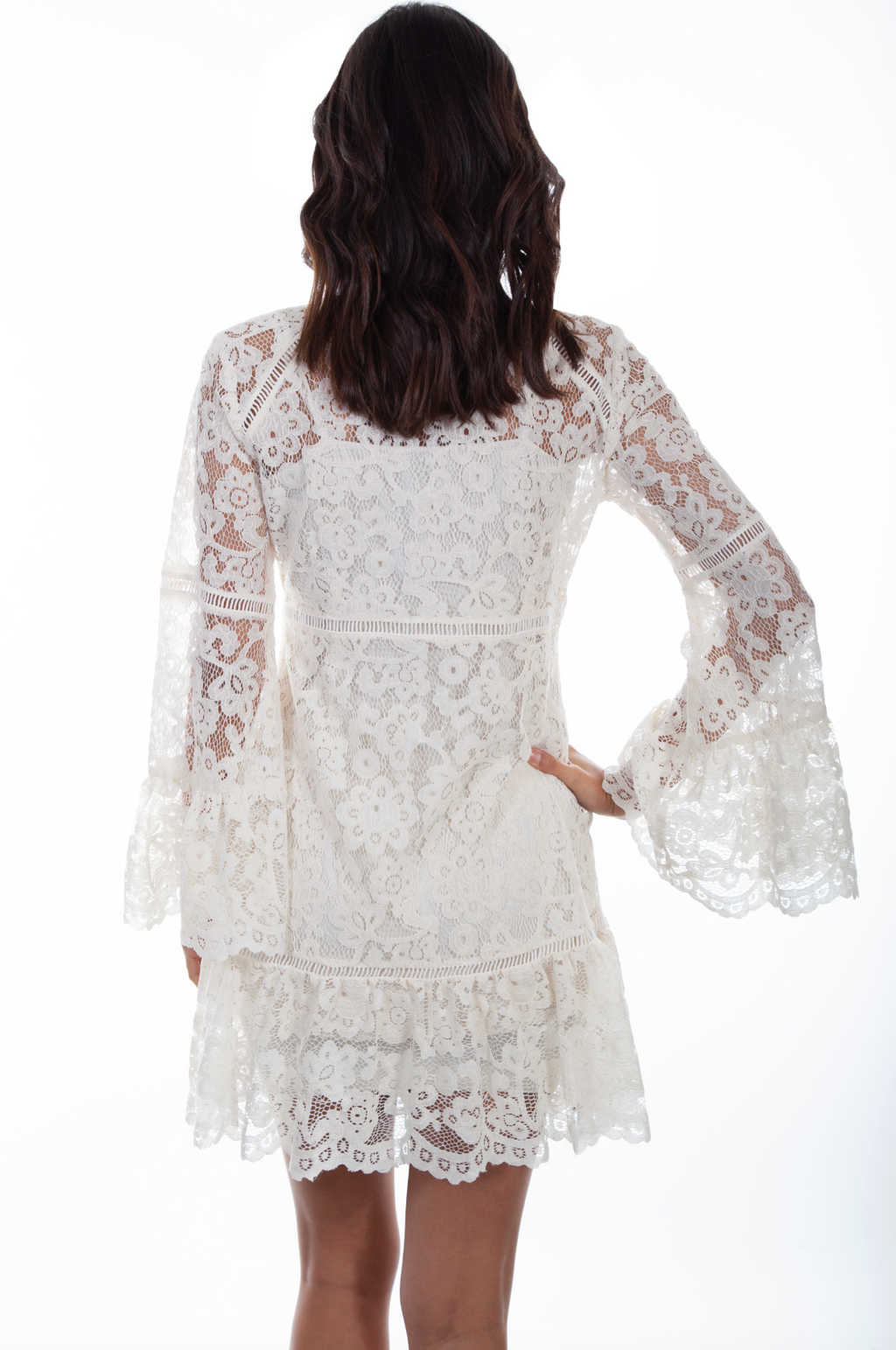 Lace Dress With Flared Sleeves