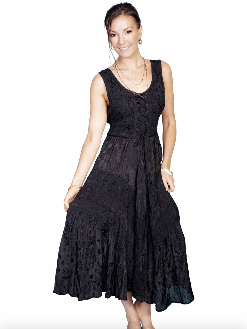 Lace-Up Sleeveless Dress
