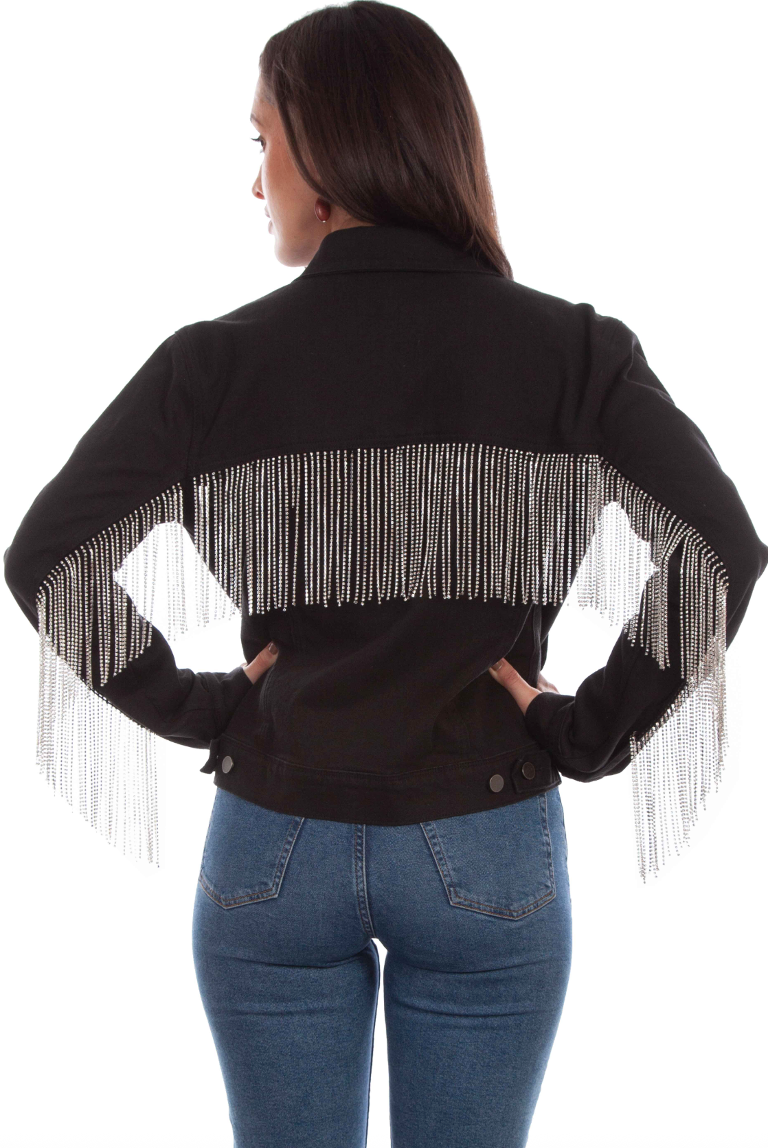 Rhinestone Tassel Jean Jacket